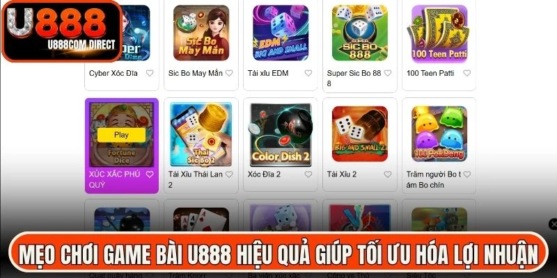 Mẹo chơi game bài U888 hiệu quả giúp tối ưu hóa lợi nhuận