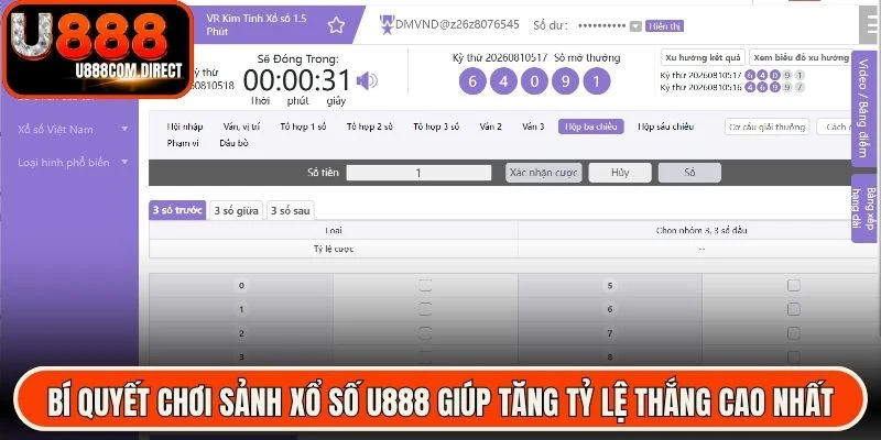 Bí quyết chơi sảnh xổ số U888 giúp tăng tỷ lệ thắng cao nhất